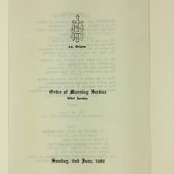 HT 54721, Pamphlet - Church Service Program, SS Oriana, 2 Jun 1968 (MIGRATION), Document, Registered