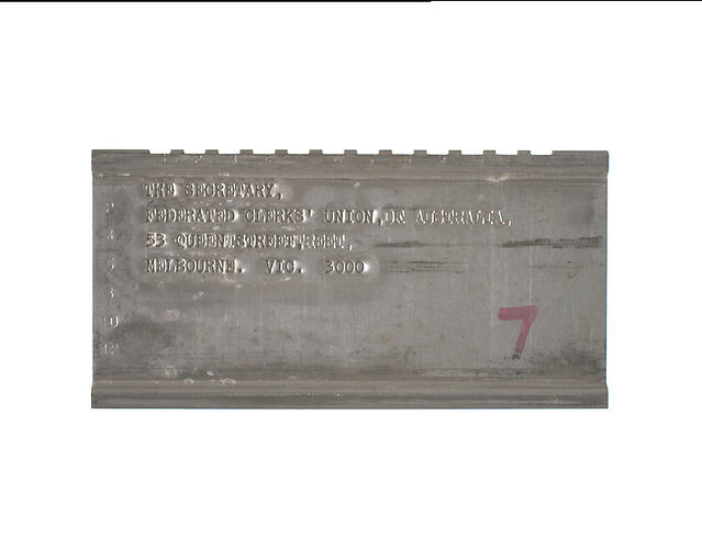 Address Plate - Federated Clerks' Union