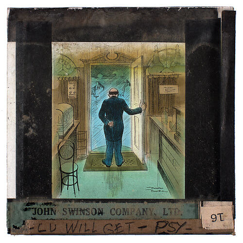 Lantern Slide - Universal Opportunity League, Man Standing in Doorway