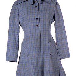 Dress - Prue Acton, Mini, Blue Wool Check, circa 1968