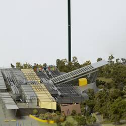 Model (detail) of Melbourne Museum. View from west.