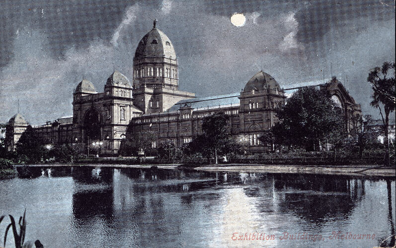 Postcard - Southern Facade, Exhibition Building, Valentine's Series, Melbourne, circa 1905
