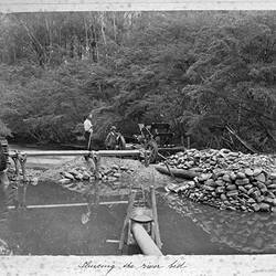 Photograph - Sluicing the River Bed, by A.J. Campbell, Upper Yarra, Victoria, 1895