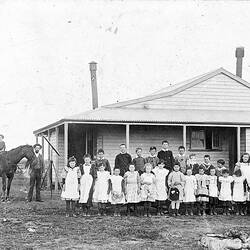 Negative - Teacher & Pupils Outside First Tragowel school, Victoria, 1894