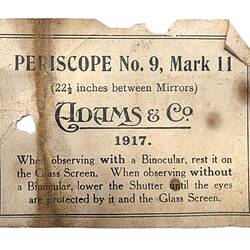 Trench Periscope - Mark II, Adams & Co., Great Britain, World War I, 1917