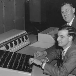 Photograph - CSIRAC Computer, Console with Staff, 15 June, 1956