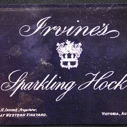 Wine Label - Great Western Winery, Sparkling Hock, 1888-1918