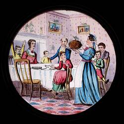 Lantern Slide - A Christmas Carol, 'Bob Cratchit's Christmas Dinner', 1843-1880