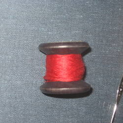 Cotton Reel - Wood, with Red Thread, late 1930s