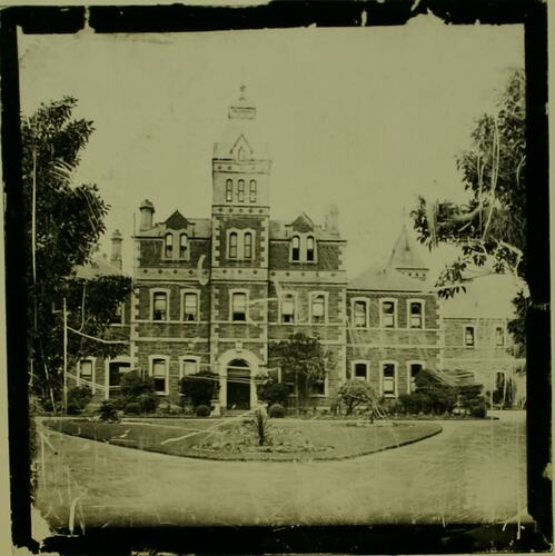 Lantern Slide - Royal Victorian Institute for the Blind, Institute Building, circa 1900 (Damaged)