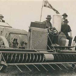 Photograph - H.V. McKay, Prototype Sunshine Auto Header with Moline Tractor Engine, Horsham, Victoria, 1924