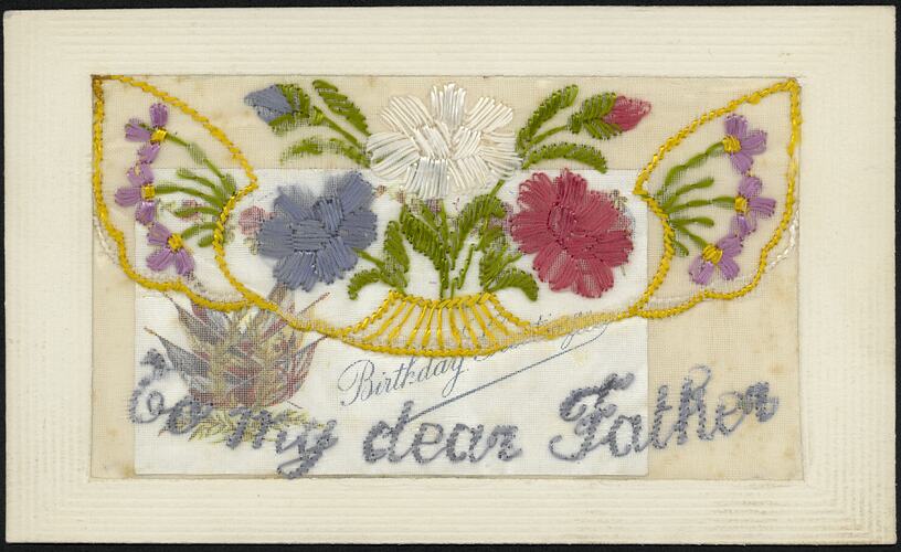 Postcard- Embroidered, 'To my dear Father'