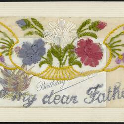 Postcard- Embroidered, 'To my dear Father'