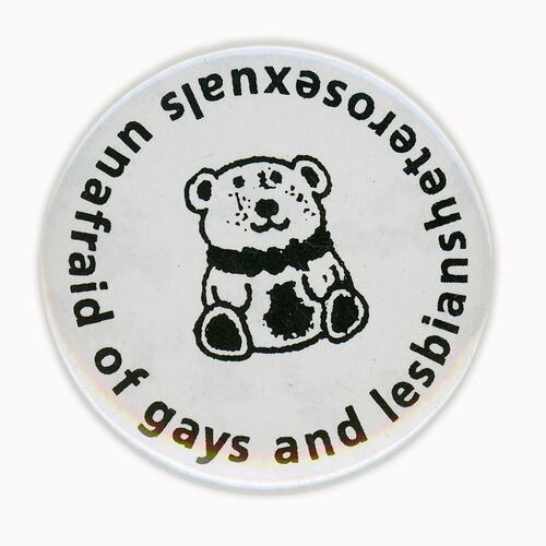 Badge - 'Heterosexuals Unafraid of Gays and Lesbians', 1970-1990