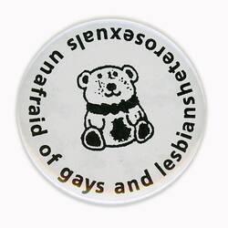 Badge - 'Heterosexuals Unafraid of Gays & Lesbians', 1970-1990