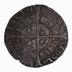 Coin, round, long cross pattee  divides legend, three pellets in each angle; text around.