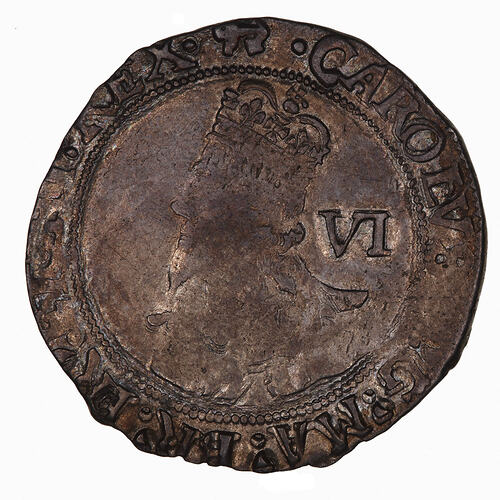 Coin - Sixpence, Charles I, Great Britain, 1638-1639 (Obverse)