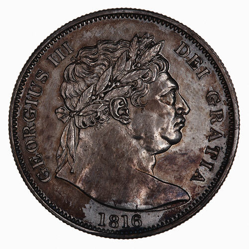 Coin - Halfcrown, George III, Great Britain, 1816 (Obverse)