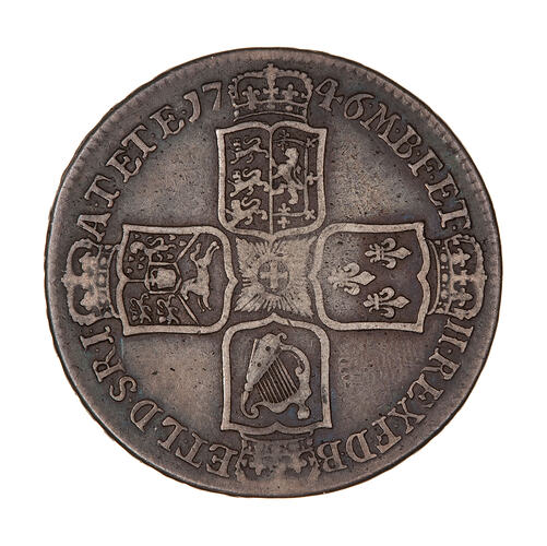 Coin - Halfcrown, George II, Great Britain, 1746 LIMA (Reverse)
