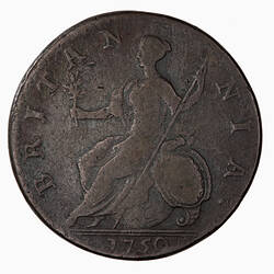 Coin - Halfpenny, George II, Great Britain, 1750 (Reverse)