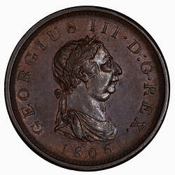 Coin - Penny, George III, Great Britain, 1806 (Obverse)