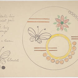 Cake Design - Karl Muffler, Butterfly & Flower, 1930s-1950s