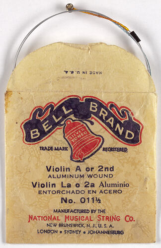 Violin string and envelope "Bell brand".