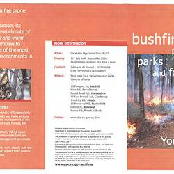 Pamphlet - 'Bushfire Plans for Parks and Forests: Your say . .', Department of Sustainability and Environment, Victoria, Australia, Aug 2005