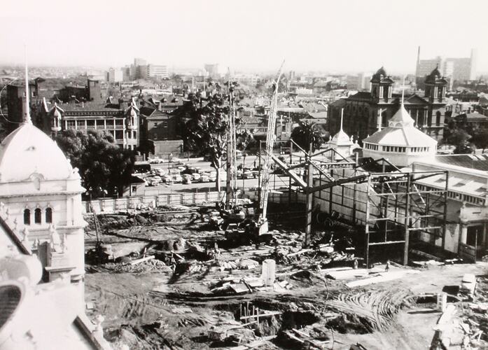 Photograph - Commencement of Steel Work for New Western Annexe, Exhibition Building, Melbourne, 1962