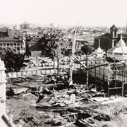 Photograph - Commencement of Steel Work for New Western Annexe, Exhibition Building, Melbourne, 1962