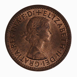 Coin - Farthing, Elizabeth II, Great Britain, 1954 (Obverse)