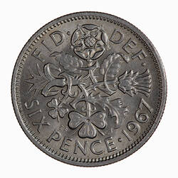 Coin - Sixpence, Elizabeth II, Great Britain, 1967 (Reverse)
