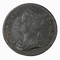 Coin - Farthing, George II, Great Britain, 1754 (Obverse)