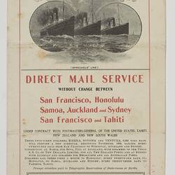 Leaflet - Direct Mail Service San Francisco to Sydney, Oceanic Steamship Company, Nov 1900