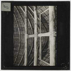 Lantern Slide - Interior of Thatched Building, Pacific Islands, circa 1930s
