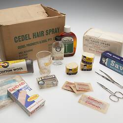 Box - Cardboard, First Aid Kit, Homemade, Sophus Bruhn, circa 1970-1990