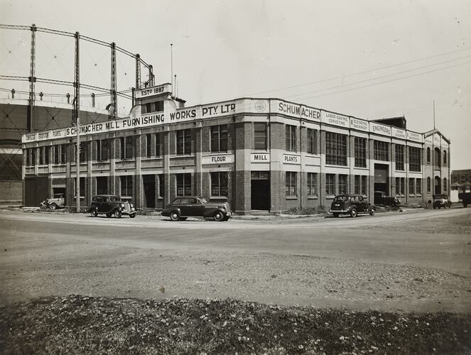 Photograph - Schumacher Mill Furnishing Works, Exterior of Factory, Port Melbourne, Victoria, circa 1940s