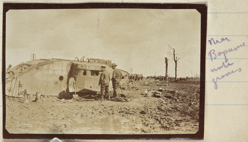 Tank Near Bapaume with Graves, Somme, France, Sergeant John Lord, World War I, 1917