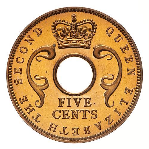 Proof Coin - 5 Cents, British East Africa, 1955