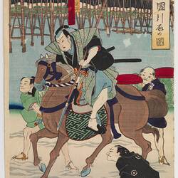 Woodblock print on paper, depicting a scene from the story of the Revenge of the Forty-Seven Ronin