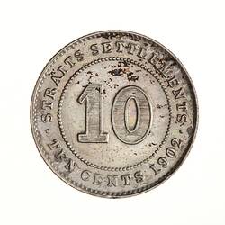 Coin - 10 Cents, Straits Settlements, 1902