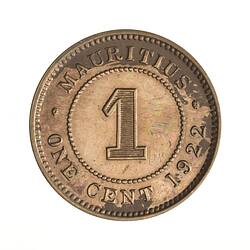 Coin - 1 Cent, Mauritius, 1922