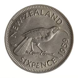 Coin - 6 Pence, New Zealand, 1959