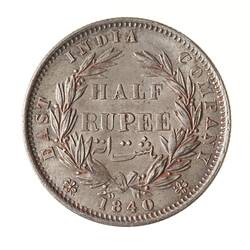 Coin - 1/2 Rupee, East India Company, India, 1840