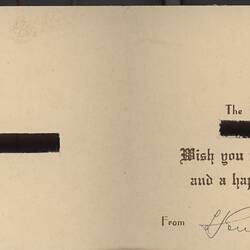 Card - Leo James Pollard, to Margaret Malval, Christmas, 1943 - 1944