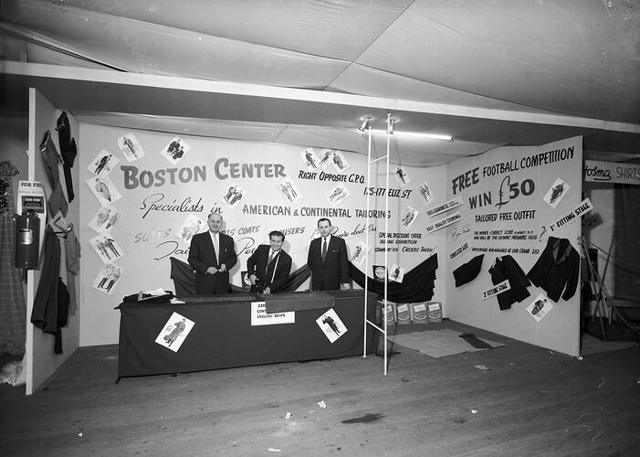 Boston Center, American & Continental Tailoring', Promotional Stand, Melbourne, Victoria, 1956