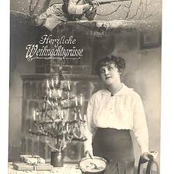 Postcard - 'Herzliche Weihnachtsgrusse', Merry Christmas, German, World War I, 20 Dec 1916