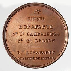Medal - Foundation of the Quai Desaix, Napoleon Bonaparte (Emperor Napoleon I), France, 1800