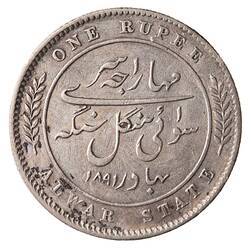 Coin - 1 Rupee, Alwar, India, 1891