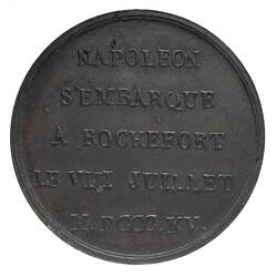 Medal - Napoleon Embarks at Rochefort, Napoleon Bonaparte (Emperor Napoleon I), France, 1815
